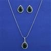 American Diamond Classic Pendant Set with Rhodium Plating