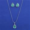 American Diamond Classic Pendant Set with Rhodium Plating