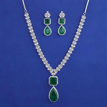 American Diamond Classic Necklace with Rhodium Plating