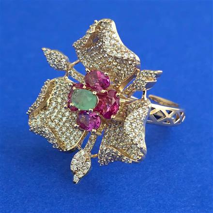 American Diamond Adjustable Ring with Carat Plating