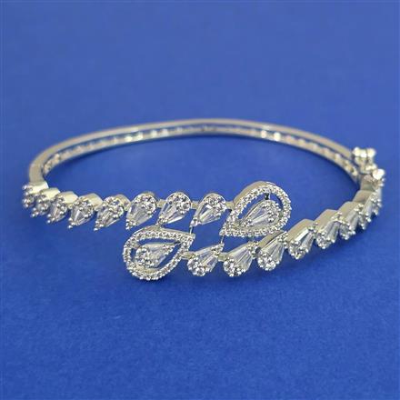American Diamond Openable kada with Rhodium Plating 2 Tone Plating Mehndi Plating