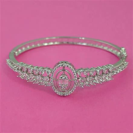 American Diamond Openable kada with Rhodium Plating 2 Tone Plating Mehndi Plating