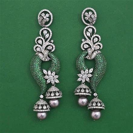 American Diamond Long Earring with Black Plating