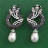 American Diamond Pearl Earring with Black Plating