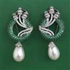 American Diamond Pearl Earring with Black Plating