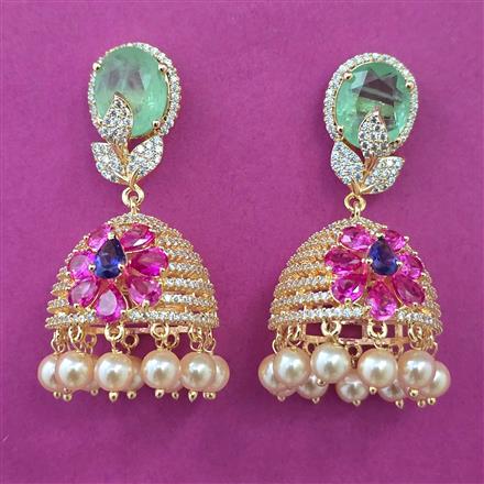 American Diamond Jhumki with Carat Plating
