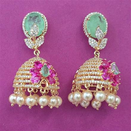 American Diamond Jhumki with Carat Plating