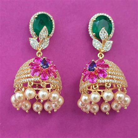 American Diamond Jhumki with Carat Plating