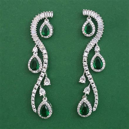 American Diamond Classic Earring with Rhodium Plating