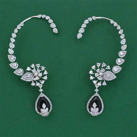 American Diamond Earcuff with Rhodium Plating