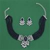 American Diamond Choker Necklace with Rhodium Plating