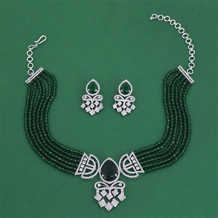 American Diamond Choker Necklace with Rhodium Plating
