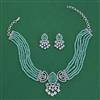 American Diamond Choker Necklace with Rhodium Plating