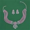 American Diamond Choker Necklace with Rhodium Plating