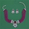 American Diamond Choker Necklace with Rhodium Plating