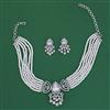 American Diamond Choker Necklace with Rhodium Plating