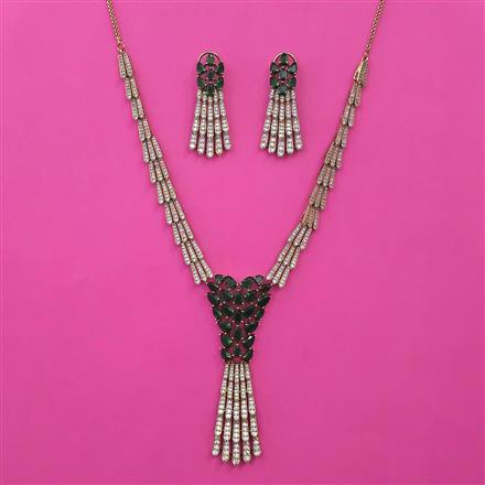 American Diamond Classic Necklace with Mehndi Plating