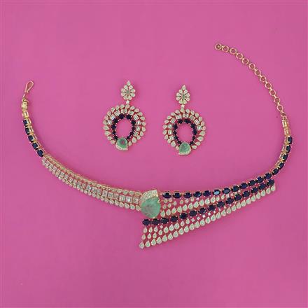 American Diamond Choker Necklace with 2 Tone Plating