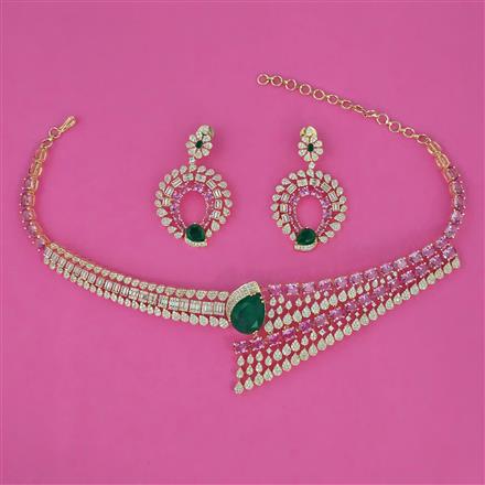 American Diamond Hazoorilal Necklace with 2 Tone Plating