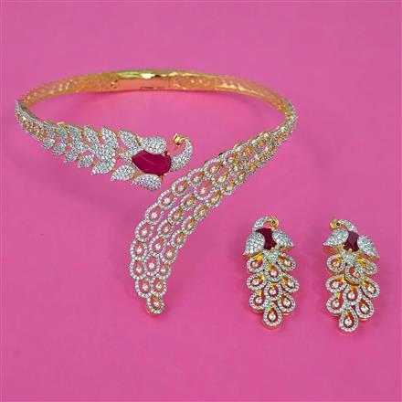 American Diamond Hasli Necklace with 2 Tone Plating