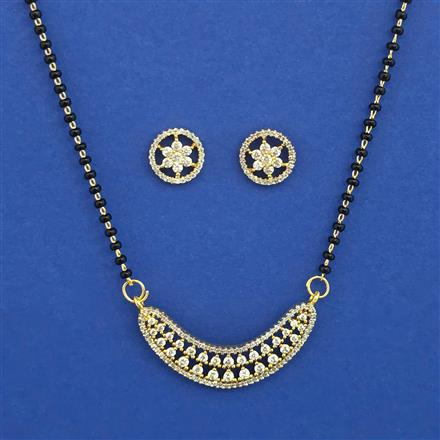 American Diamond Classic Mangalsutra with Rhodium Plating 2 Tone Plating Mehndi Plating