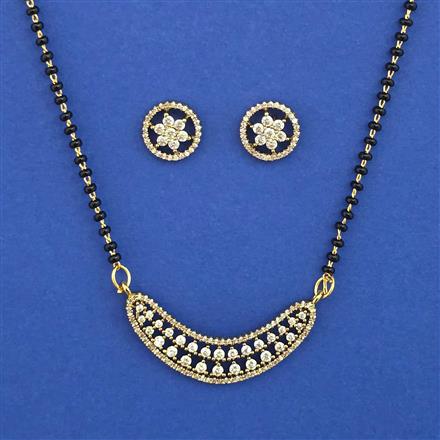 American Diamond Classic Mangalsutra with Rhodium Plating 2 Tone Plating Mehndi Plating