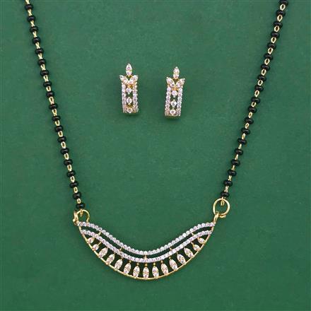 American Diamond Classic Mangalsutra with Rhodium Plating 2 Tone Plating Mehndi Plating