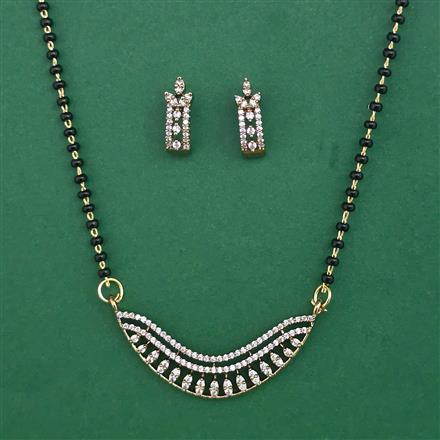 American Diamond Classic Mangalsutra with Rhodium Plating 2 Tone Plating Mehndi Plating