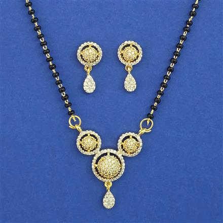 American Diamond Classic Mangalsutra with Rhodium Plating 2 Tone Plating Mehndi Plating