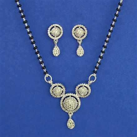 American Diamond Classic Mangalsutra with Rhodium Plating 2 Tone Plating Mehndi Plating