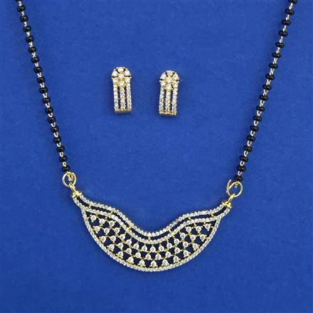 American Diamond Classic Mangalsutra with Rhodium Plating 2 Tone Plating