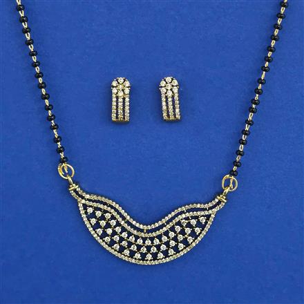 American Diamond Classic Mangalsutra with Rhodium Plating 2 Tone Plating