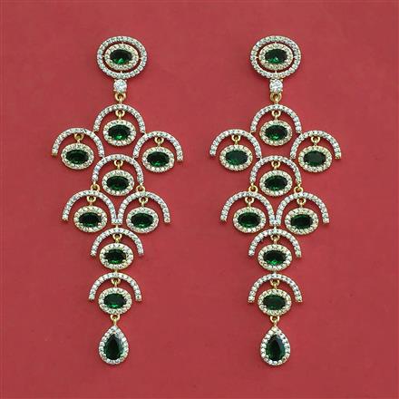 American Diamond Long Earring with 2 Tone Plating