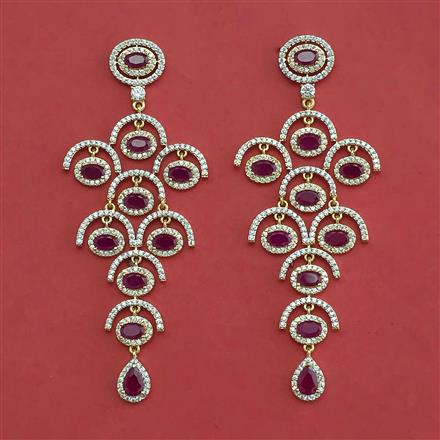 American Diamond Long Earring with 2 Tone Plating