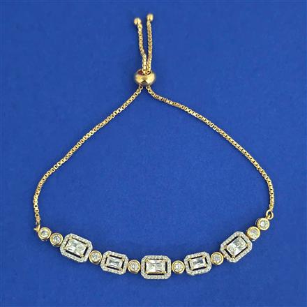 American Diamond Adjustable Bracelet with Rhodium Plating Carat Plating