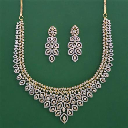American Diamond Classic Necklace with Rhodium Plating 2 Tone Plating Mehndi Plating Carat Plating