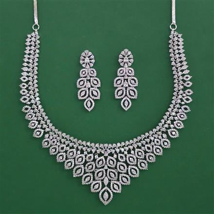 American Diamond Classic Necklace with Rhodium Plating 2 Tone Plating Mehndi Plating Carat Plating