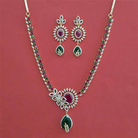 American Diamond Classic Necklace with 2 Tone Plating