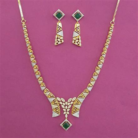 American Diamond Classic Necklace with 2 Tone Plating