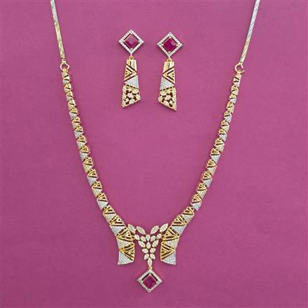 American Diamond Classic Necklace with 2 Tone Plating