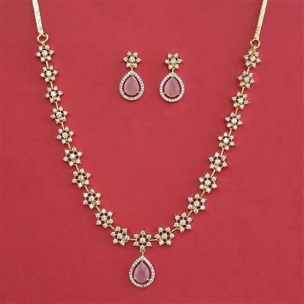 American Diamond Delicate Necklace with 2 Tone Plating