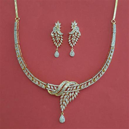 American Diamond Classic Necklace with Rhodium Plating 2 Tone Plating Carat Plating