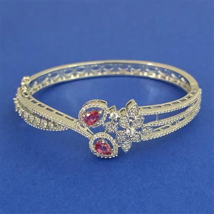 American Diamond Openable kada with Rhodium Plating