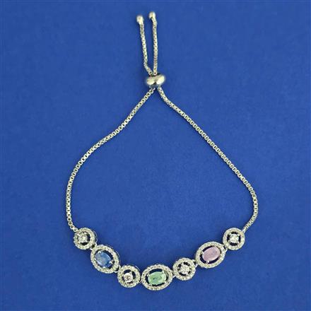 American Diamond Adjustable Bracelet with Rhodium Plating