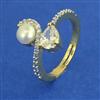 American Diamond Pearl Ring with Rhodium Plating 2 Tone Plating Mehndi Plating