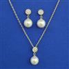 American Diamond Pearl Pendant Set with Rhodium Plating Gold Plating