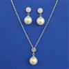 American Diamond Pearl Pendant Set with Rhodium Plating Gold Plating
