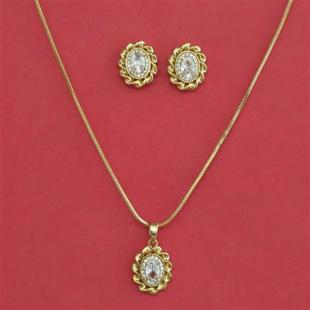 American Diamond Classic Pendant Set with Rhodium Plating Gold Plating
