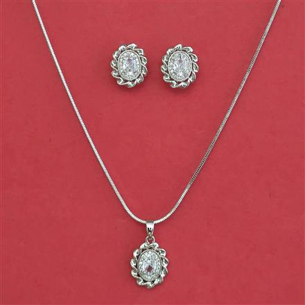 American Diamond Classic Pendant Set with Rhodium Plating Gold Plating