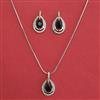 American Diamond Classic Pendant Set with Rhodium Plating